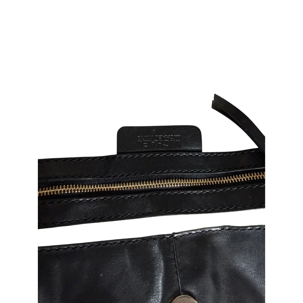 VINTAGE Michael Kors Hobo Bag, Black Leather Woven Leather Handles Gold Hardware